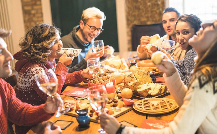 Friends enjoying a Thanksgiving Meal